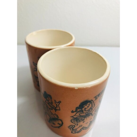 Vintage Senor Pico Naughty Pottery Mugs Trader Vics Restaurant 1971 Pair Cups - Picture 9 of 11